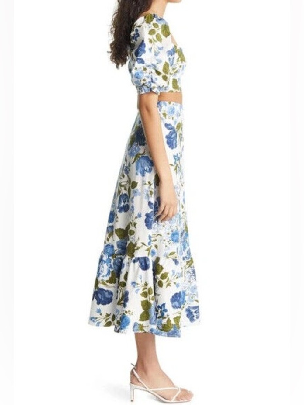 NWT Reformation Sunnie Lucca Two Piece Crop Top Midi Skirt Ruffle Women's Size 6 - Picture 2 of 16